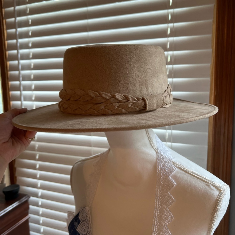ASN Tan Wide Brim Hat with Braided Band